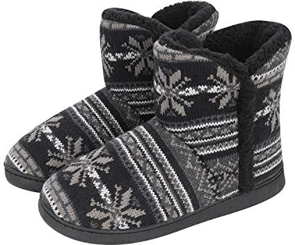 IBLUELOVER Chaussons Thermique en Cachemire Doublure Polaire Pantoufles Intérieur/Extérieur Maison Bureau Chambre Boots Bottes Hiver Chaud Mules Doux Slippers Femme Homme Cadeau Noël
