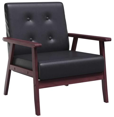 vidaXL Sessel Retro Design Französisch Lehnstuhl Relaxsessel Stuhl Polstersessel Armsessel Loungesessel Fernsehsessel Schwarz Kunstleder