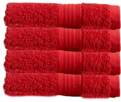 Olivia Rocco Egyptian Cotton Towels Home Bathroom Towel Set Bale Fade Resistant 500gsm Home Collection Bales Bath Sets, 4 Washcloths Red