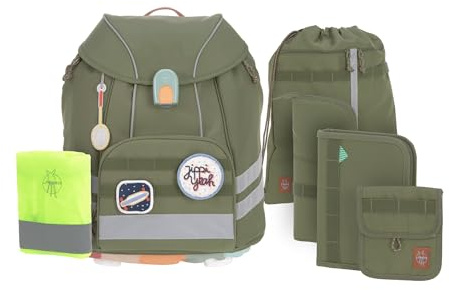 LÄSSIG 7-teiliges Schulranzen Set Kinder/School Set Flexy Unique Olive