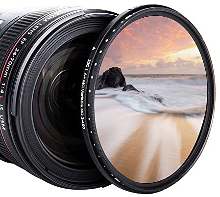 JJC 82mm Variable Neutral Density Filter ND2 to ND400, Slim Fader ND Filter for Canon EF 24-70mm f/2.8, EF 16-35mm f/2.8, Sony FE 16-35mm f/2.8, Nikon 24-70mm f/2.8 & More with 82mm Thread
