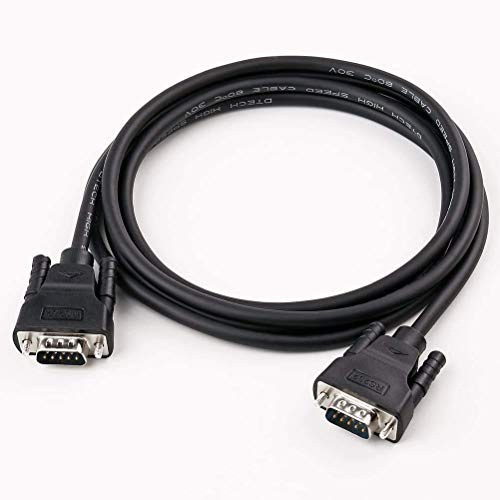 DTECH DB9 RS232 Serienkabel Stecker zu Stecker Null Modemkabel Volle Handshake 7 Draht Frequenzweiche für die Datenkommunikation (1,5m, schwarz)