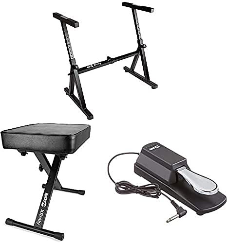 Rockjam Musik im RockJam Z-Stil verstellbar + verstellbare gepolsterte Tastaturbank + professioneller Pedalgriff für digitale Klaviere