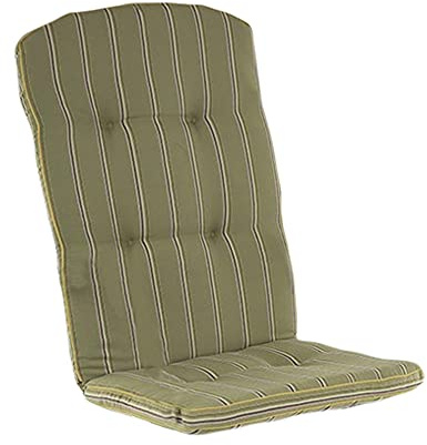 PATIO Stuhlauflage Hochlehner Saphir 111 x 48 cm Sitzkissen Streifen grün mit Schnüren Band am Rücken
