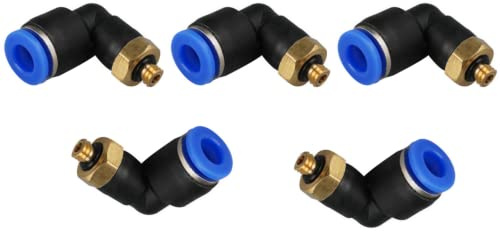 Racor atornillado neumático en ángulo 90° M5 a 4 mm, 5 unidades, conector de calidad industrial