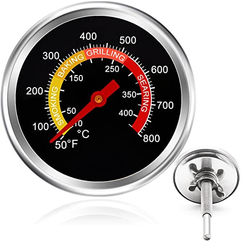 Hiorucet Grill Thermometer Grill Temperature Gauge Smoker Thermometer Charcoal Grill Pit Heat Indicator for Meat Cooking Beef Pork Lamb, 2 3/8 Inch Smoker Temperature Gauge with Fahrenheit