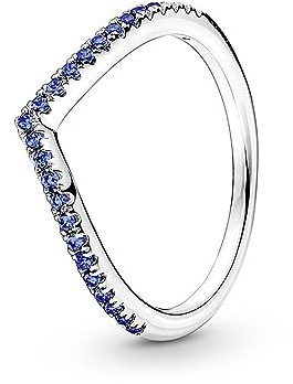 PANDORA Ring Timeless Funkelnder Wunsch Silber, blaue Kristalle 196316C02 54