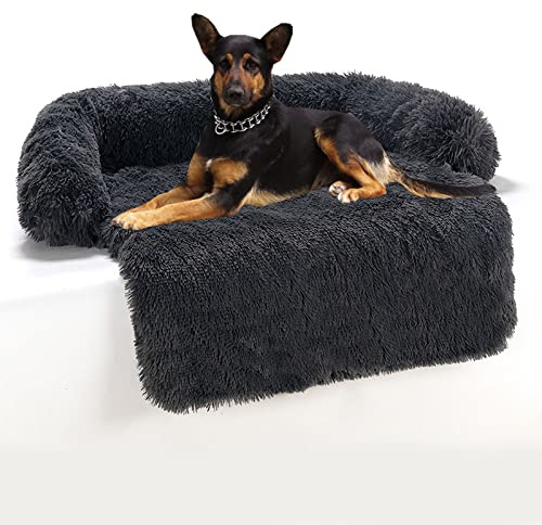 Yuly Couchkissen für Hunde und Katzen, Plüsch Hundematte Grosse Hundebett Hundesofa, Sofaschutz, Hundematratze mit Rutschfester Unterseite aus Gummigranulat, Waschbar, 80 * 75 * 13cm