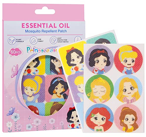 Horuili® Pegatinas Antimosquitos Niños, 60 Pegatinas Repelente de Mosquitos de Dibujos Animados, Parche Repelente de Mosquitos, Adecuado para Acampar al Aire libre para Adultos y Niños (Princesa)