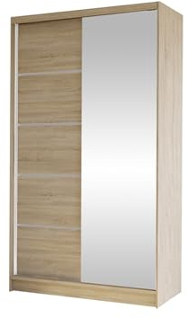 Mirjan24 Camtalo III Armoire avec miroir, penderie et étagère, porte coulissante, armoire de chambre à coucher (chêne Sonoma)