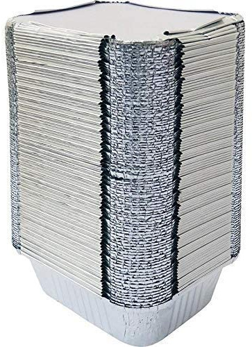 𝟓𝟎 𝐒𝐞𝐭𝐬 𝐨𝐟 𝐅𝐨𝐢𝐥 𝐂𝐨𝐧𝐭𝐚𝐢𝐧𝐞𝐫𝐬 & 𝐋𝐢𝐝𝐬 250ml NO 1 Aluminium Trays with Lids Baking Food Roasting BBQ Meal Prep Takeaway Tin Microwave Freezer Safe