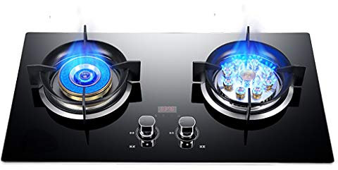 IBOWZ Placa de Gas Vidrio Templado Negro de 73 cm de Ancho, Placa de Gas de 2 quemadores -4.2KW Fuego Directo + 4.2KW Cocina de Gas butano/propano compacta de Fuego Feroz de Nueve cavidades [Cla
