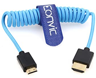 EONVIC 8K Standard HDMI zu Mini HDMI Blue Braid Kabel 18Gbps 2.1 High Speed 1080p HD Kabel für HDSLR Kameras, TV, PC, Laptop, MacBook, Monitor