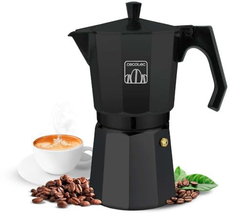 Cecotec Cafetera italiana Cumbia Mokclassic 900 Black, 450ml, De aluminio con capacidad para 9 tazas de café en color negro, apta para todo tipo de cocinas y fácil de limpiar