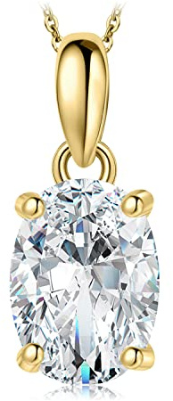 JewelryPalace Oval 1ct 2ct Moissanite Kette Anhänger, Simulierter Diamant Braut Schmuck Set, Halskette Damen Silber 925 Collier Damen mit Stein, Schmuck Mädchen Frauen Rosegold Gold 45CM