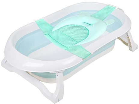 Baby Badewannenkissen Neugeborene Badewanne Pad Wirbelsäulenschutz Badekissen Einstellbar Badewannensitz Kissen Weich Rutschfest Babywannenmatte Mesh Babywannen Badeliege Baby 0-24 Monate Grün