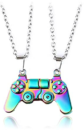 Hifot 2 Piezas Collares de la Amistad, Cadena Plata mujer, Collares de Mejores Amigas para 2 Niña, BFF Collar de Pareja Consola de Juego Colores, Accesorios de Amistad Regalos para Mejores Amigas