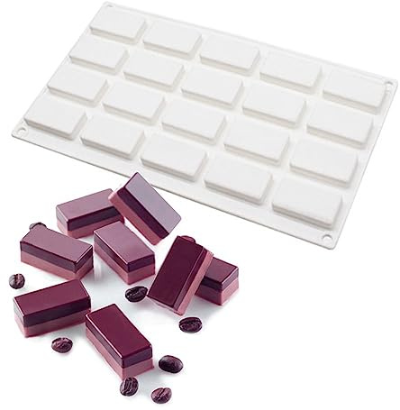 Moule rectangulaire en silicone à 20 cavités pour la fabrication de savons, bonbons, gâteaux, chocolat, gelée, glaçons (rectangle I_11,8 x 17,8 x 0,121,9 cm)