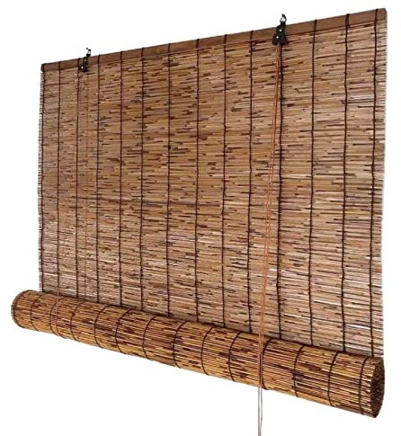 Natur Bambus-Rollo, 90% UV-Block Fenster Raffrollos, Wasserdichte Jalousien 150 120 100 170 190 240cm, Ideal für Balkon/Terrasse/Garten Sichtschutz, Einfache Montage