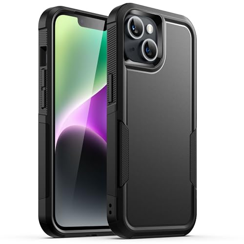 JETech Rugged Hülle für iPhone 14, Schwarz