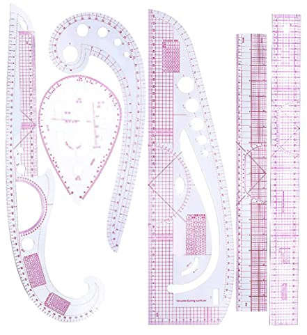 Accessoires de couture Patrons de couture Papier à motifs pour la couture Règle de courbe française 6 pièces/ensemble Échelle précise Transparent Pliable Règles de couture Modèle de dessin métrique