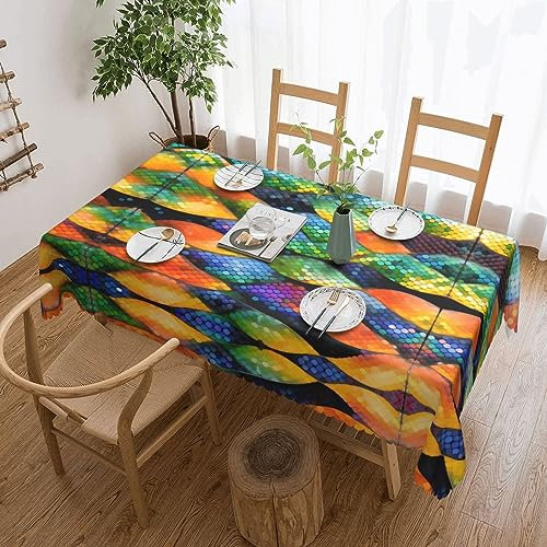 Rechteckige Tischdecke mit Regenbogen-Fischschuppe, waschbar, bedruckt, Dekostoff, Tischdecke für Esstisch, Buffet, Partys, Bauernhaus, Küche, 137 x 183 cm