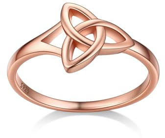 Bestyle Argento 925 Anello a Nodo Irlandese Claddagh, Triquetra a Cuore, Regalo Fedine Argento Anello Donna Ragazza per Anniversario Misura IT 6-27