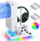 FYOUNG Soporte de ventilador RGB para consola Xbox Series S con 15 luces de colores, estación de carga dual para Xbox Series S, accesorios con 2 pilas recargables de 1400 mAh