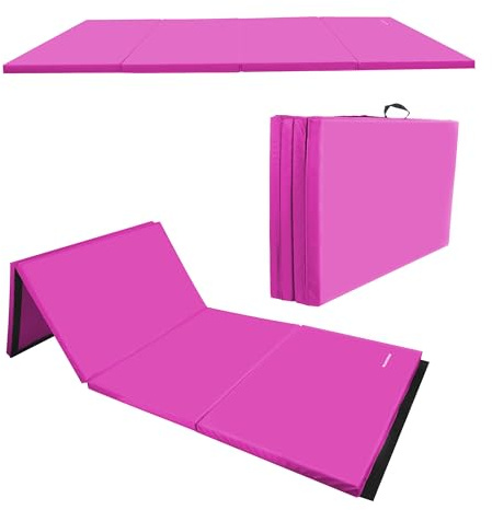 BalanceFrom 6x4 Feet 4-Panel Folding Gymnastics Mat – 2-Inch Thick Pad with Vinyl Surface and Carrying Handles for Tumbling, Yoga, Pilates, Home Workouts, and Martial Arts