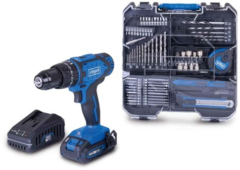 Scheppach Werkzeugkoffer mit Akku Schlagbohrschrauber & 74 tlg. Zubehör | Mobile Werkstatt C-CDTB74/1-X inkl. 2Ah Starterkit | 20V-IXES-Serie | 1,5-13mm Spannbereich | 50Nm Drehmoment | Schlagfunktion