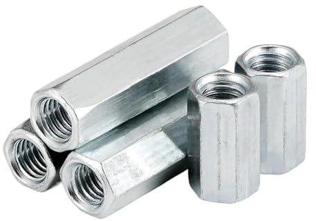 2/5/10 Stück M6 M8 M10 M12 M14 verzinkte Sechskantstangen-Kupplungsmuttern Verbindungsgewindemutter verzinkte lange Sechskantmutter (Color : 5pcs, Size : M14x19x45)