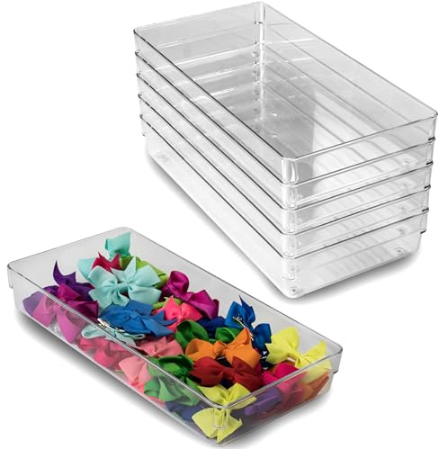 6x Schubladen Ordnungssystem 32x16cm klar transparent 5,5cm Bad Büro Box