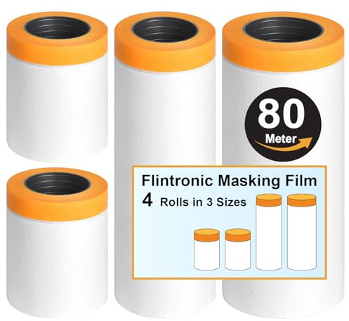 flintronic 2 x Abdeckfolie mit Klebeband, 4er Set (65cm + + 150cm + 280cm) Selbstklebende