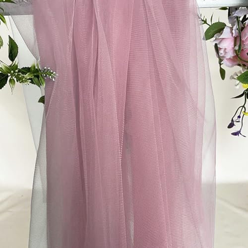 Tissu en tulle doux, 5 m x 160 cm, à coudre, pour décoration d'arche de mariage, cérémonie, fête, décoration, drapé pour tonnelle, vieux rose