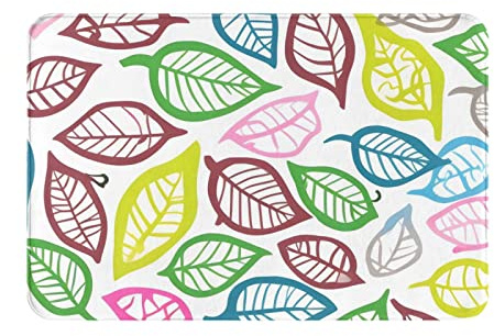 Tapete para Puerta Alfombra De Baño Fácil De Limpiar Felpudo Exterior Atrapar Suciedad Felpudo De Entrada para Jardines Pasillo Cocina 40X60Cm Líneas De Hojas