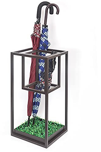 Regenschirmfass Regenschirmständer Regenschirmständer Mit Bionischem Gras, Multifunktionaler Regenschirmständer Mit Undigem Netz Und Abnehmbarer Tropfschale Für Walk Sticks/Crutch/Braun