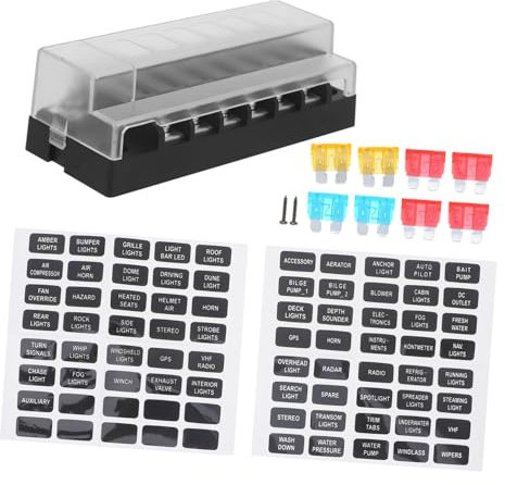 LALADEFIEE Sicherungshalter 6-Fach-Marine-Block Verteilungsblock Für Auto Und Boot Pbt-pc-Material Mit Aufklebern Organisierter Erdungspunkt-Installation