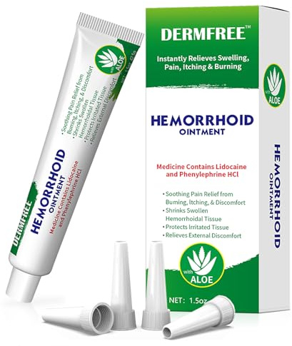 Hemorrhoid Cream with Lidocaine 4%, Phenylephrine HCl 0.25% - Aloe Cooling Fissure & Internal Hemorrhoids Treatment Cream, Hemorrhoid Pain Relief from Swelling, Burning, Itching Discomfort - 1.5 oz