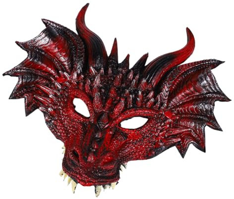 Asudaro Halloween Tiergesichtsbedeckung PU Gorillas/Drache/3D Dinosaurier/Fledermaus/Wölfe/Elch/Kuh/Hexe Maskenballmaske für Cosplay