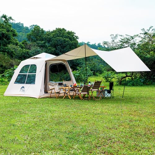 TAILI Aufblasbares Campingzelt mit Handpumpe für 2-8 Personen, Wasserdichtes Luftzelt aus Oxford-Stoff, Schnellaufbau für Familien-Outdoorabenteuer tentes dôme (Grau, 6 Person 260 x 260 CM)