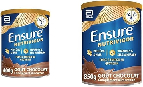 Ensure NutriVigor - Complément alimentaire avec protéines, 27 vitamines et minéraux et HMB - Pour une alimentation saine et équilibrée - Chocolat - 1 x 1.25 kg