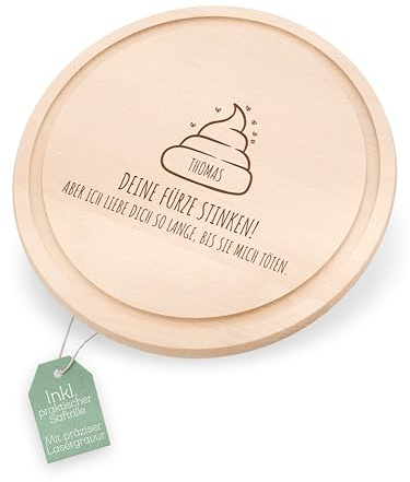 Abenteuernah Brotzeitbrett als Geschenk für Lieblingskollegen und Freunde, Lustige Geschenke für Männer, Papa, Onkel und als Dankeschön für Freund und Helfer (Furz)