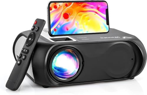 Rétroprojecteur Bluetooth WiFi Videoprojecteur Portable 1080P Full HD Mini Projecteur Vidéo Portatif pour iPhone Android Smartphone PC PS4 TV PPT Home Cinéma Haut-Parleurs Intégrés Cadeau de Noël