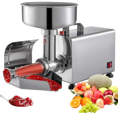 Cplsntaeam Passoire à tomates électrique, Moulin à Aliments Commercial pour Sauce Tomate, Grande goulotte d'alimentation de 225mm, Presse-tomates et passoire en Acier Inoxydable, Facile à Nettoyer