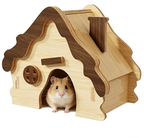 YankMooM Wooden Hamster House Hamster Play Toys Small Animal Wooden Hideaway Detachable and assembled for Hamster Other Small Pets(Door Size: 6x6.5cm)