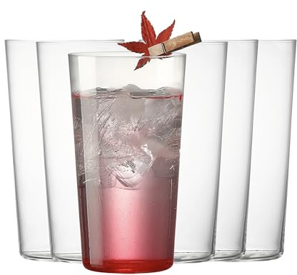 Juego de 6 vasos finos Collins de 377.0 g, vasos de vidrio altos transparentes para agua, jugo, cerveza, bebidas y cócteles y bebidas mixtas (6 piezas CollinsGlass 136 cm)