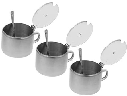 LIFKOME 3ensemble Lot De Pots à Thé Et Sucriers Vintage Acier Inoxydable Pour Condiments Épices Sel Et Sucre Avec Couvercle Organisateur De Comptoir