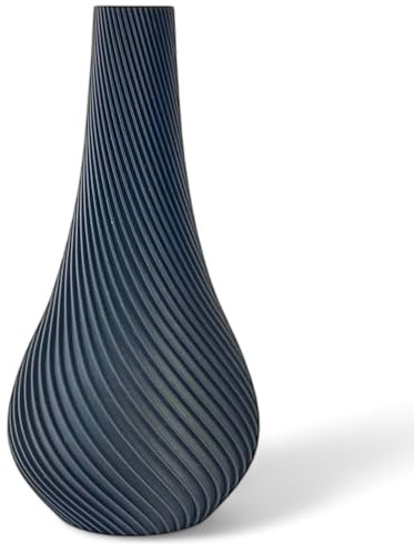 Kunstblumen Vase unzerbrechlich 20 cm, modern, Graphitvase, Home Deko, Boho, Riffelung