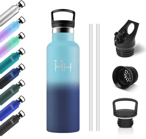 Gourde Inox Enfant 500ml, Gourde Acier Inoxydable, Isolation À Double Paroi Sous Vide, Étanche et Réutilisable, Bouteille d'eau avec Paille, sans BPA, pour Adulte, l'école, Randonnée, Enfant