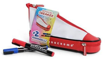 Pigna,Astuccio Sneaker Monocromo con 2 pennarelli indelibili, confezione da 1 pezzo